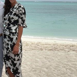 Black and white silk dress worn one time